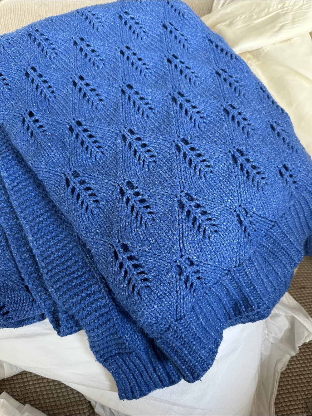 Shabby Chic Blue Chunky Knit Throw